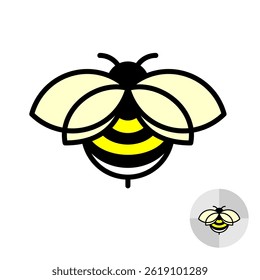 Logotipo Bumblebee. Simples estilo de linha gordurosa abelha inseto vista superior ilustração. Traçado editável.