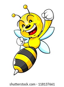 Bumblebee mascot cartoon character with a happy face, vector illustration