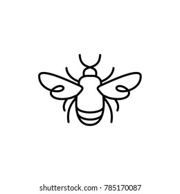 Bumblebee vector illustration black line art Bee icon Bug outline Simple graphic Flat Bee logo element Honey sign Nature label Buzzy bee Silhouette Summer wildlife Honeybee organic Insect Biological