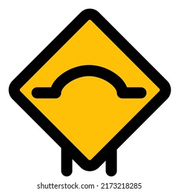 Bump ahead warning signal on road ahead