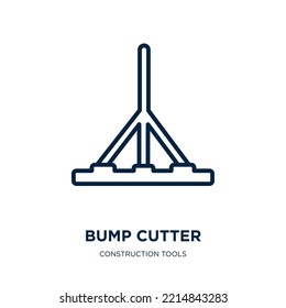 icono de cortador de tope de la colección de herramientas de construcción. Cortador de bombeo lineal delgado, construcción, icono de contorno de equipo aislado en fondo blanco. Signo de cortador de baches vectorial de línea, símbolo para web y móvil