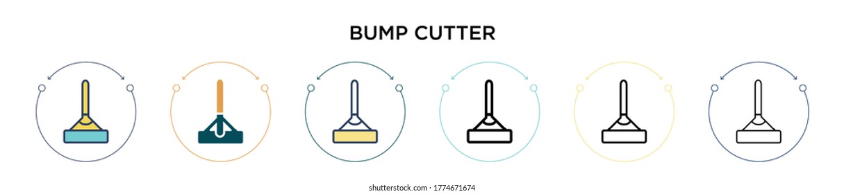Bump cutter icon in filled, thin line, outline and stroke style. Vector illustration of two colored and black bump cutter vector icons designs can be used for mobile, ui, web