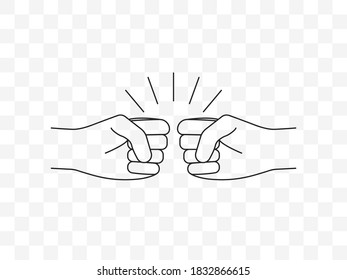 Bump, fist icon on transparent background. Vector illustration, flat design.