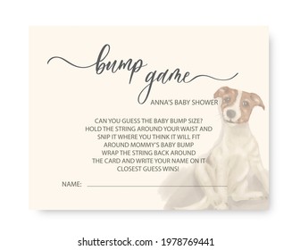 Bump game Baby shower card. Wavy elegant calligraphy spelling for decoration on baby shower