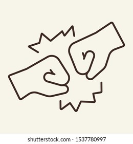 Bump line icon. Fist, bumping, hand. Gesturing concept. Vector illustration can be used for topics like communication, hand signals, miming