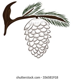 bump on fir branch vector illustration Christmas New Year 2016 winter