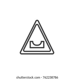 Bump warning traffic signs line icon, outline vector sign, linear style pictogram isolated on white. Symbol, logo illustration. Editable stroke
