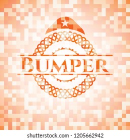 Bumper abstract orange mosaic emblem with background
