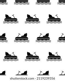 Bumper Boat Icon Seamless Pattern, Air Inflatable Rubber Leisure Boat Vector Art Illustration