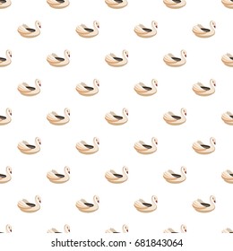 Bumper boat swan pattern seamless repeat in cartoon style vector illustration