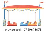 Bumper car attraction. Kid ride. Carnival cartoon icon