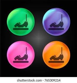 Bumper car crystal ball design icon in green - blue - pink and orange.