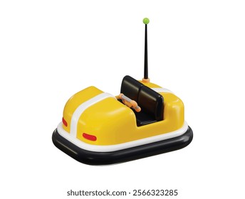 Bumper car icon 3d render concept of amusement park  electric bump car icon vector illustration