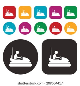 Bumper car icon / dashing car icon / dodgem car icon / amusement ride icon