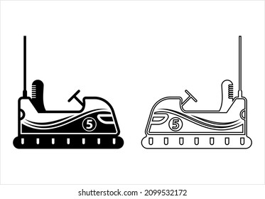 Bumper Car Icon, Dodgem Car Icon Vector Art Illustration