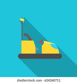 Bumper car icon in flat style isolated on blue background. Play garden symbol stock vector illustration.