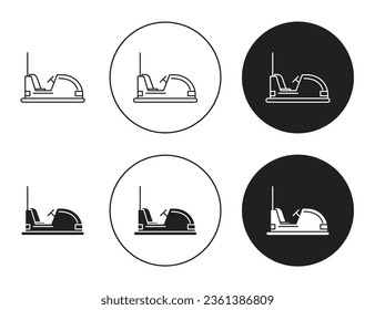 Icono de parachoques de coche conjunto con un estilo negro relleno y delineado.