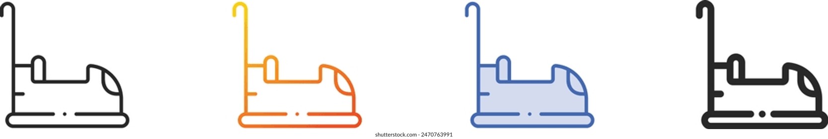 bumper car icon.Thin Linear, Gradient, Blue Stroke and bold Style Design Isolated On White Background