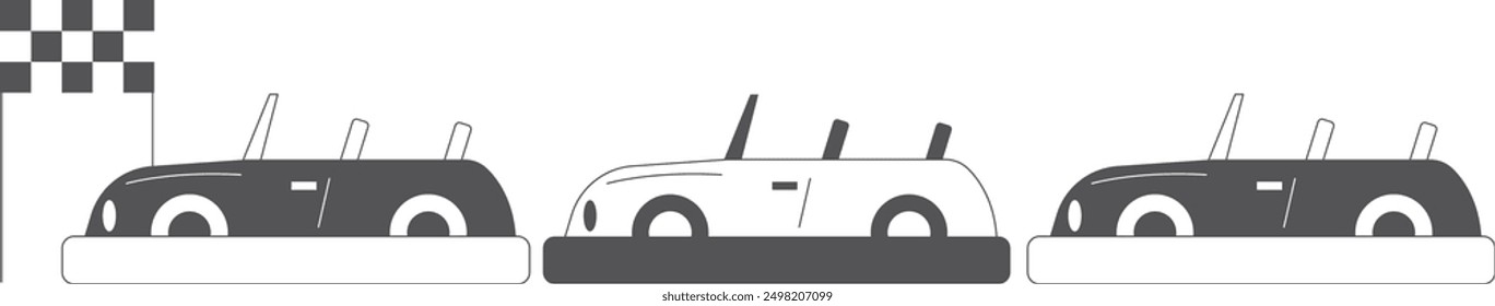 Bumper car race black icon. Drive attraction