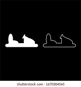 Bumper car silhouette Electric machine for racetrack Sideshow Amusement park Attraction Dodgem icon outline set white color vector illustration flat style image