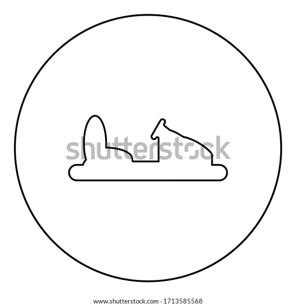 Bumper car\
silhouette Electric machine for racetrack Sideshow Amusement park\
Attraction Dodgem icon in circle round outline black color vector\
illustration flat style\
image