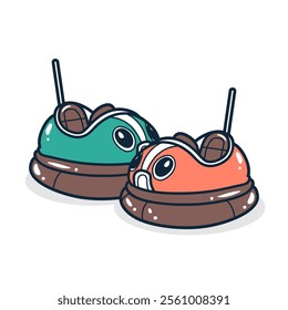 Bumper cars hand drawn vector illustration