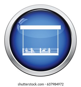 Bumper cars icon. Glossy button design. Vector illustration.