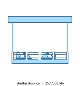 Bumper Cars Icon. Thin Line With Blue Fill Design. Vector Illustration.