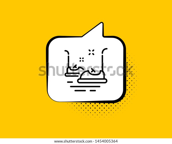Bumper cars line icon. Comic speech bubble.\
Amusement park sign. Yellow background with chat bubble. Bumper\
cars icon. Colorful banner.\
Vector