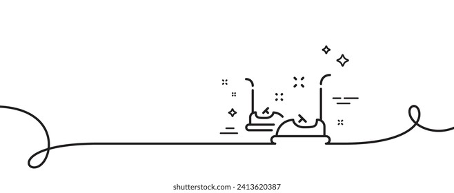 Bumper cars line icon. Continuous one line with curl. Amusement park sign. Bumper cars single outline ribbon. Loop curve pattern. Vector