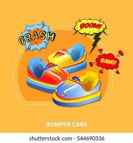 Bumper cars presentation layout with design abstract isolated vector illustration