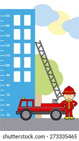 Bumper children meter wall. fire truck 