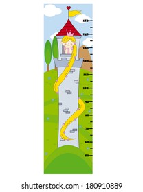 Bumper children meter wall  princess in a tower with long hair