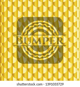 Bumper gold shiny badge. Scales pattern. Vector Illustration. Detailed.