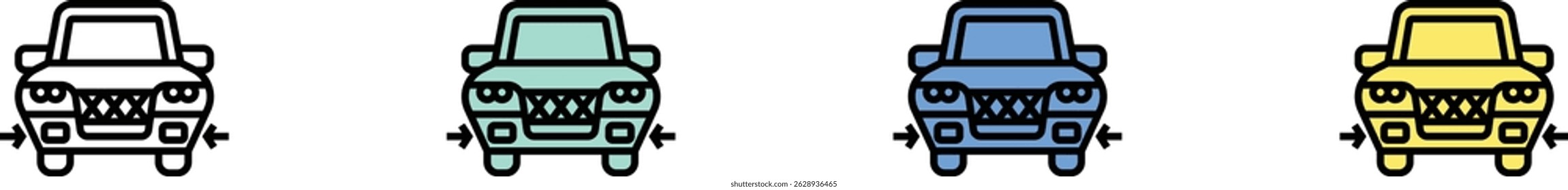 Bumper icon. Outline, Green, Blue and Yellow Style Design Isolated On White Background