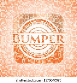 Bumper orange tile background illustration. Square geometric mosaic seamless pattern with emblem inside.