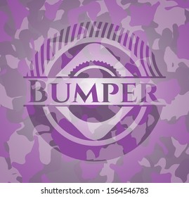 Bumper pink camouflaged emblem. Vector Illustration. Detailed.