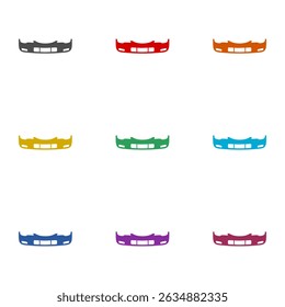 Bumper plastic car part icon isolated on white background. Set icons colorful