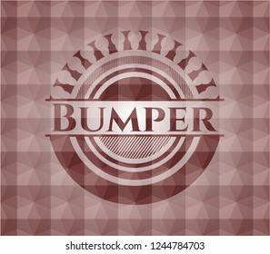 Bumper red emblem with geometric background. Seamless.