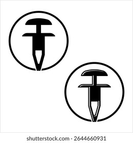 Bumper Retainer Clip Icon, Auto Fastener, Fender, Wheel Liner, Retainer Clip Icon Vector Art Illustration