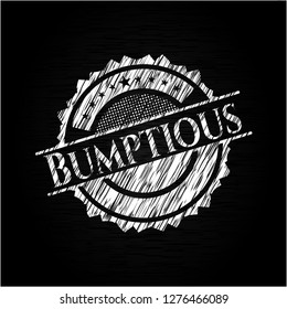 Bumptious chalkboard emblem on black board