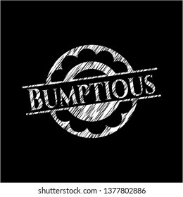 Bumptious chalkboard emblem on black board