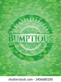 Bumptious green emblem with triangle mosaic background. Vector Illustration. Detailed.
