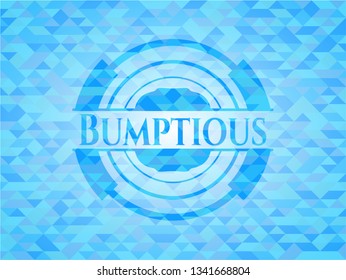 Bumptious light blue emblem with mosaic background