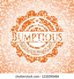 Bumptious orange mosaic emblem with background