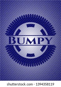 Bumpy emblem with denim high quality background. Vector Illustration. Detailed.