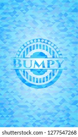Bumpy light blue emblem with triangle mosaic background