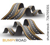 Bumpy road icon uneven dangerous wave path with marking vector