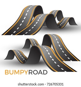Bumpy road icon uneven dangerous wave path with marking vector