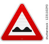 Bumpy Road Sign - European red triangle sign with bumps symbol